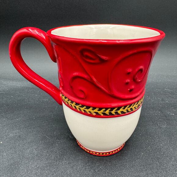 Fitz and Floyd Damask Holiday Mugs Christmas Set of 3 - Picture 3 of 6